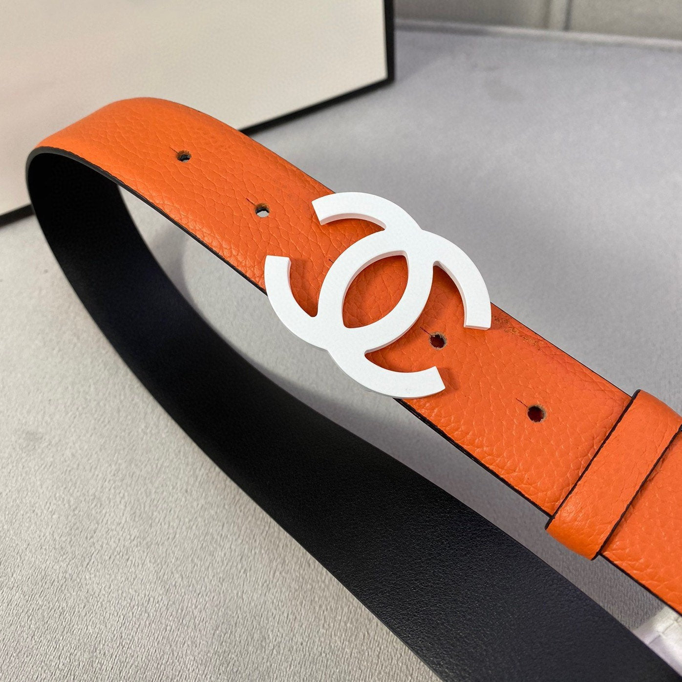 CC WOMEN'S BELT 3.0CM LEATHER ORANGE BUCKLE SILVER