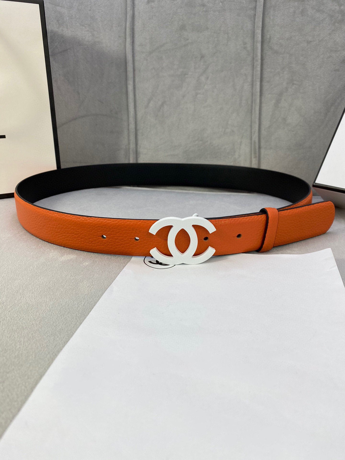 CC WOMEN'S BELT 3.0CM LEATHER ORANGE BUCKLE SILVER