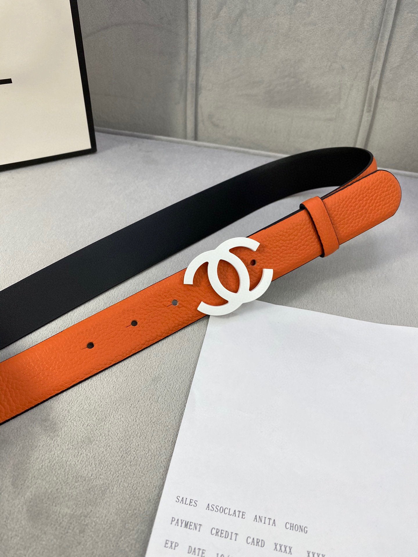 CC WOMEN'S BELT 3.0CM LEATHER ORANGE BUCKLE SILVER