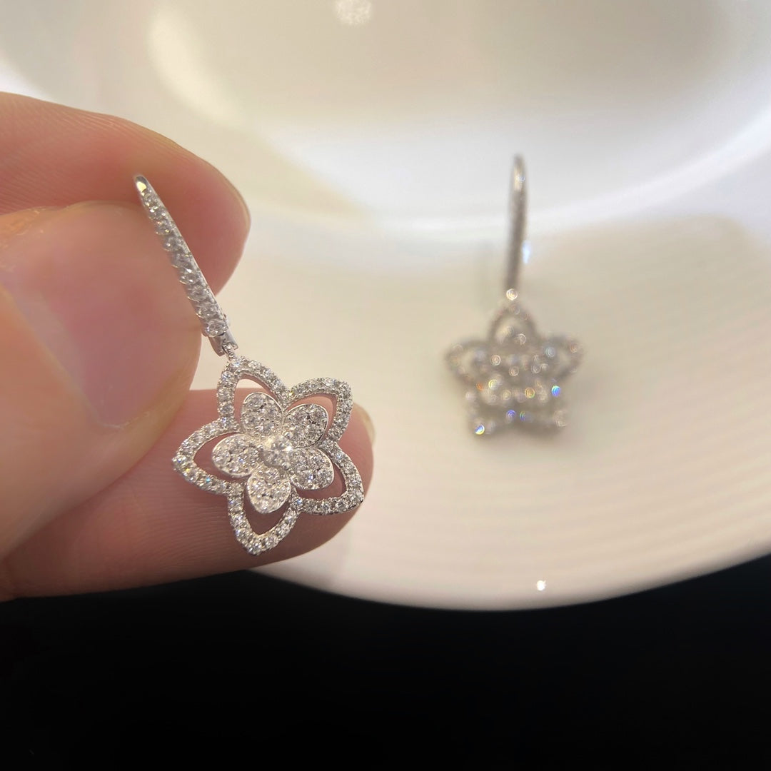 WILD FLOWER SILVER DIAMOND EARRINGS