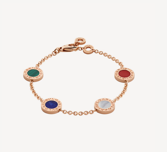 BVL PINK GOLD MULTICOLOR 4 MOTIF BRACELET