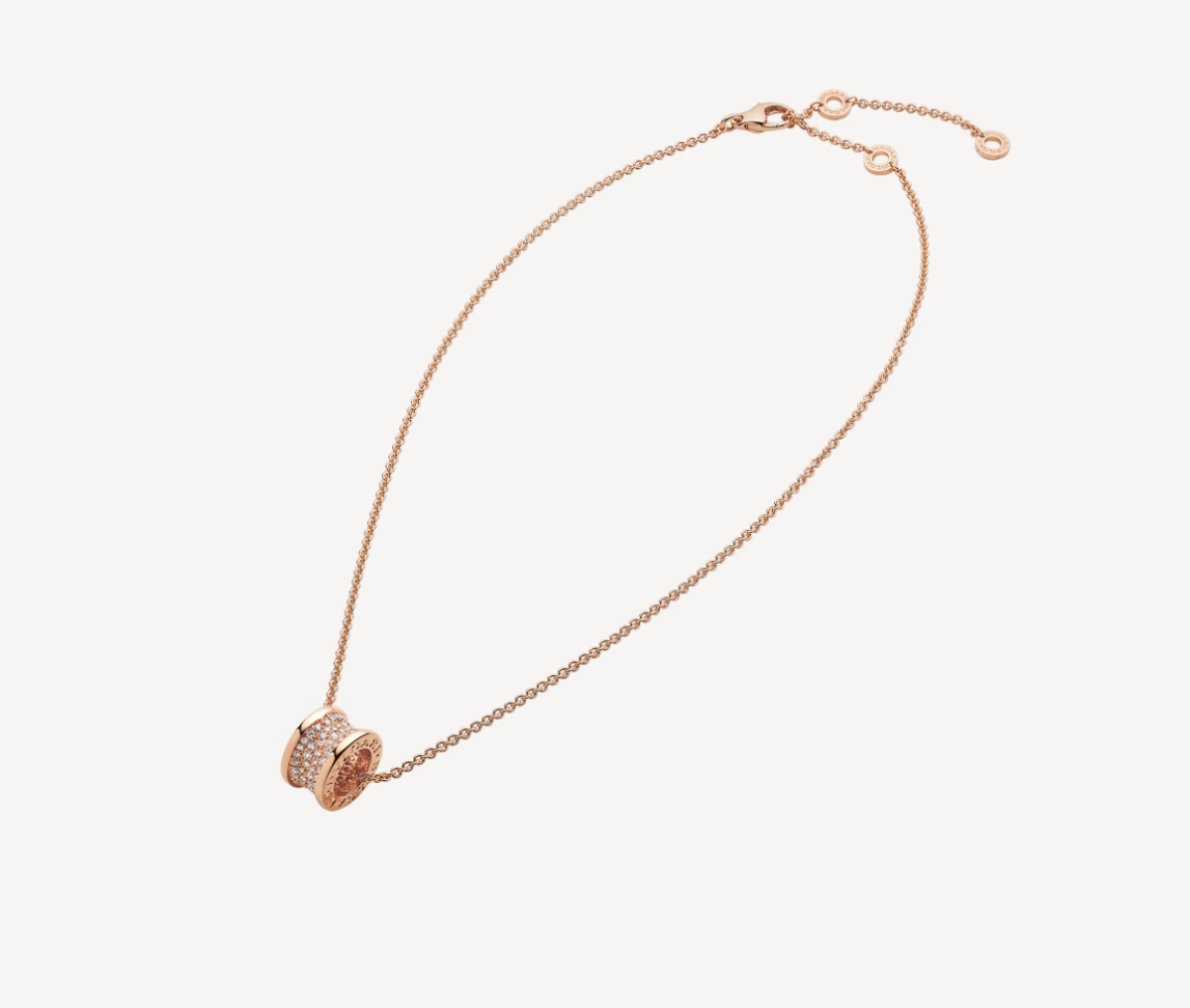 ZERO 1 DIAMOND PAVED PINK GOLD NECKLACE