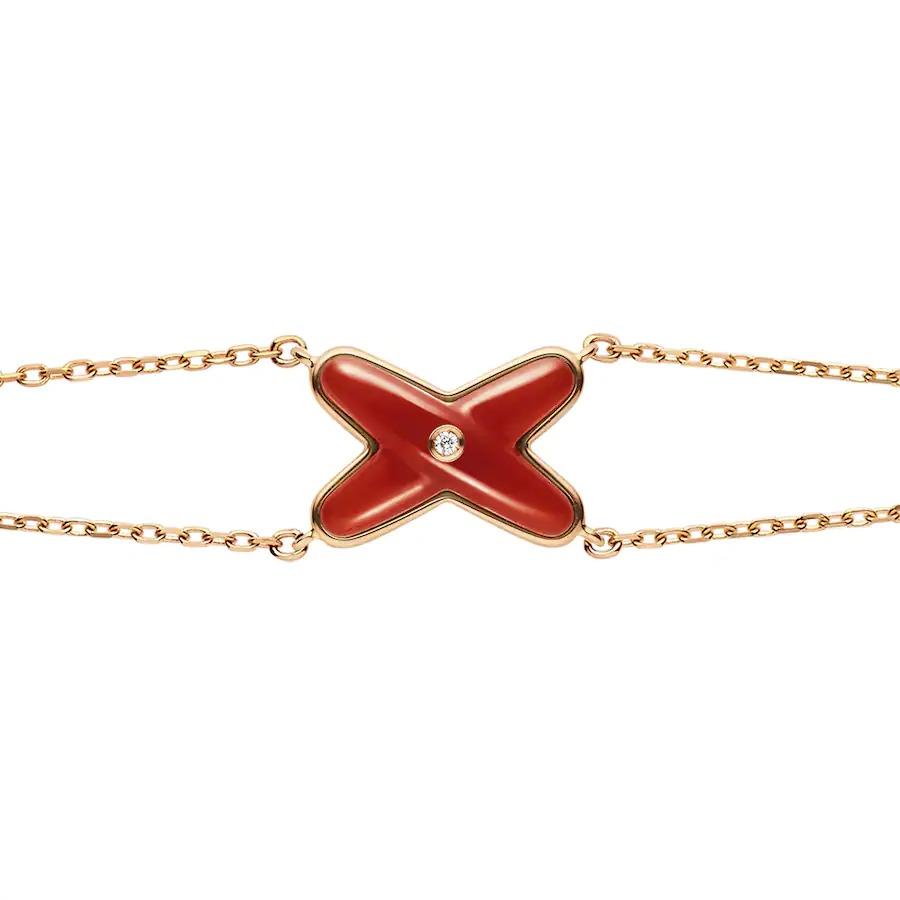 JEUX BRACELET CARNELIAN PINK GOLD 1 DIAMOND