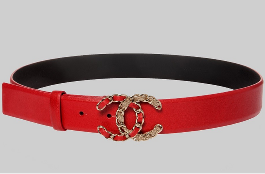 CC WOMEN'S BELT 3.0CM BUCKLE MULTICOLOR LEATHER RED