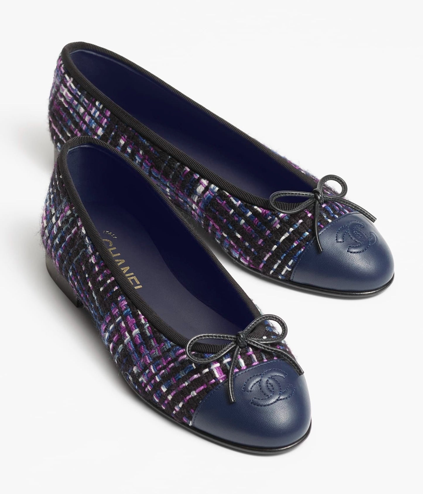 ballet flats black purple blue tweed