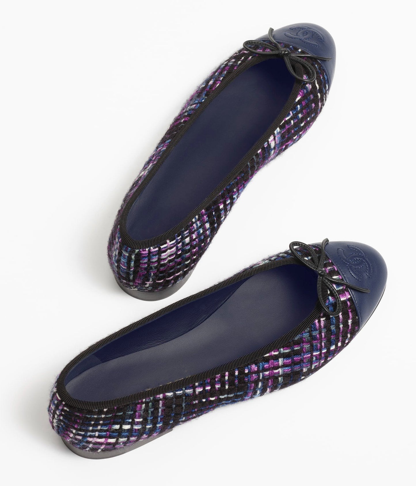 ballet flats black purple blue tweed