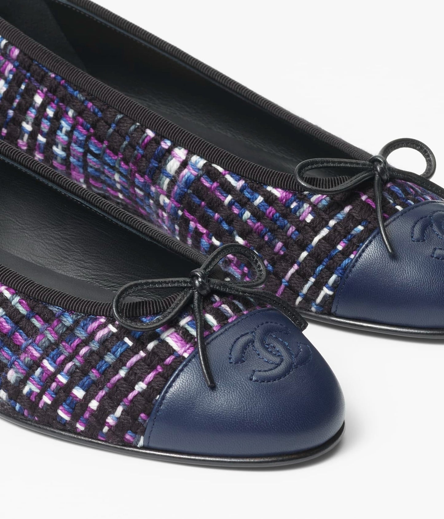 ballet flats black purple blue tweed