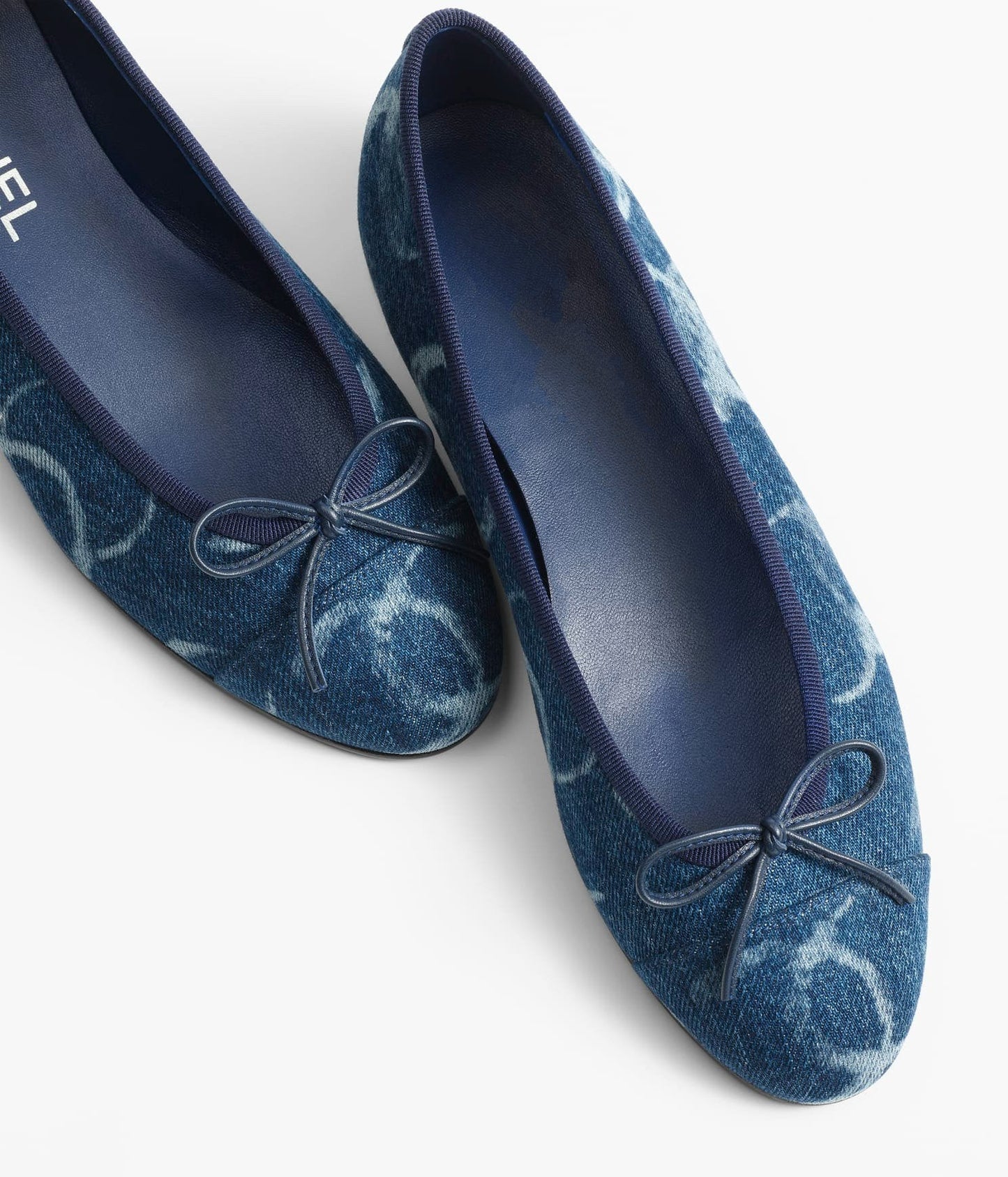 ballet flats dark blue white denim