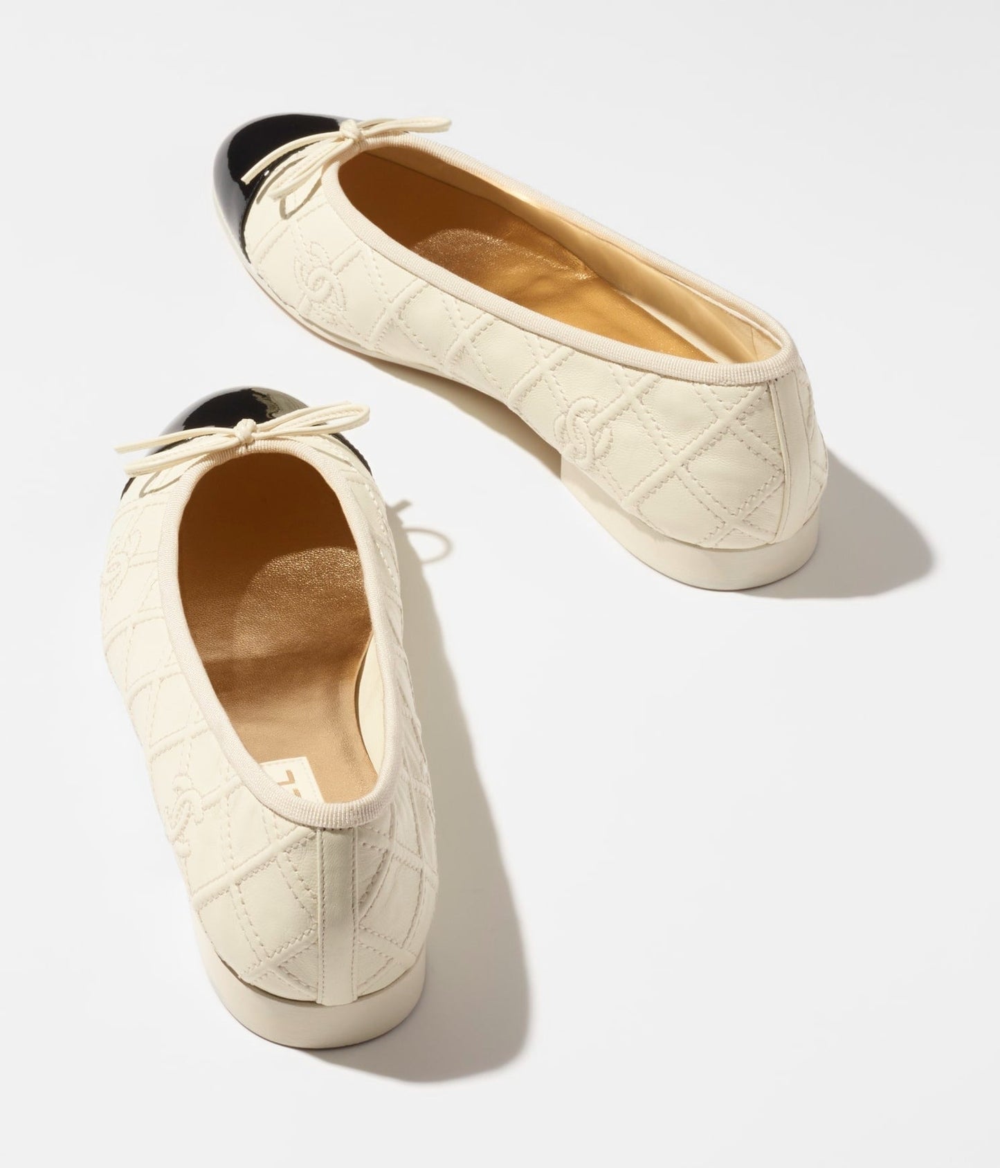 ballet flats ivory black lambskin