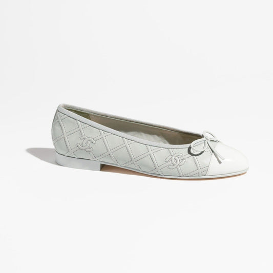 ballet flats light blue white lambskin