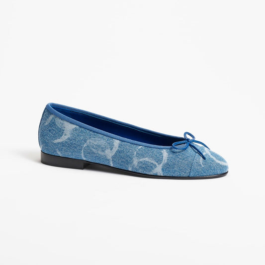 ballet flats light blue white denim