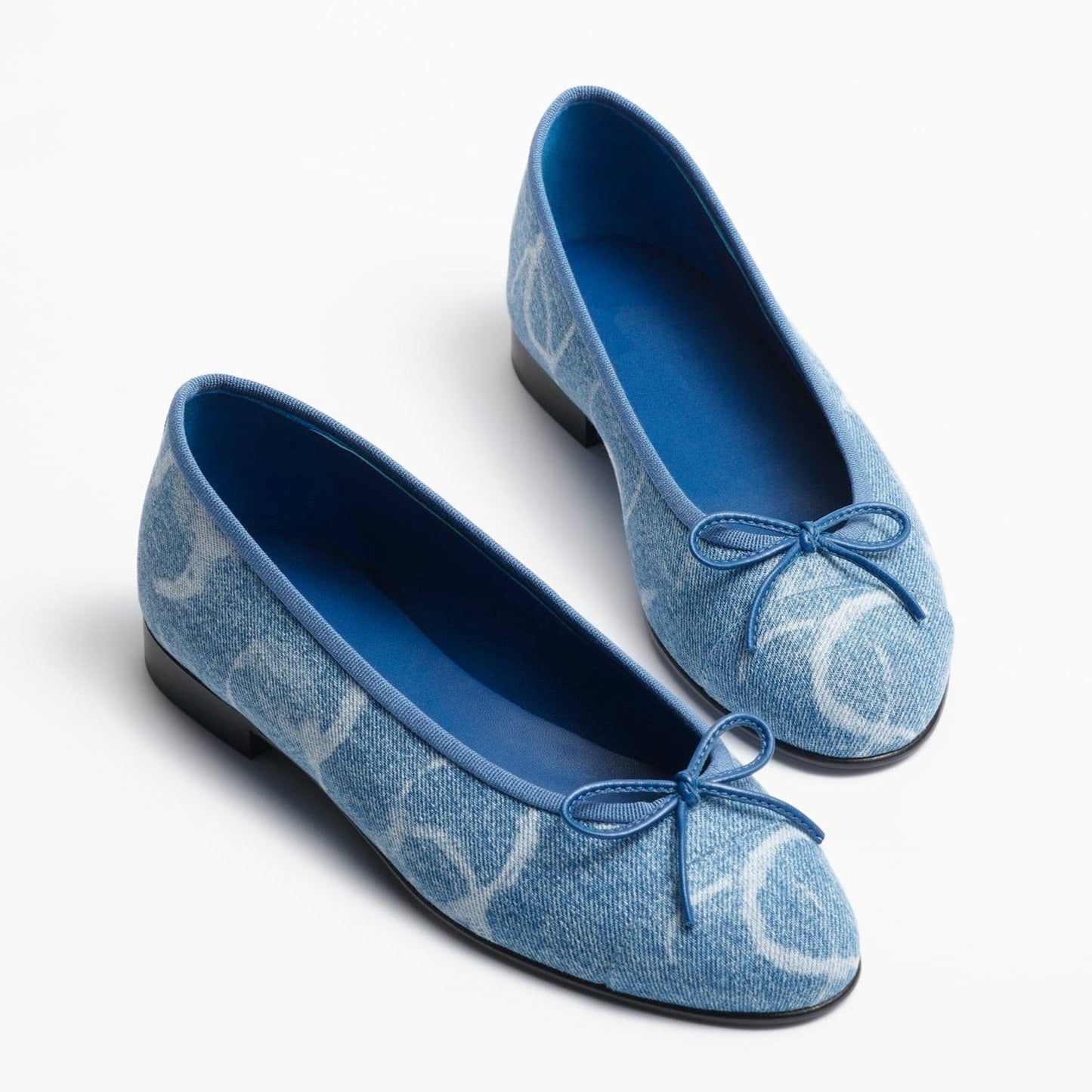 ballet flats light blue white denim