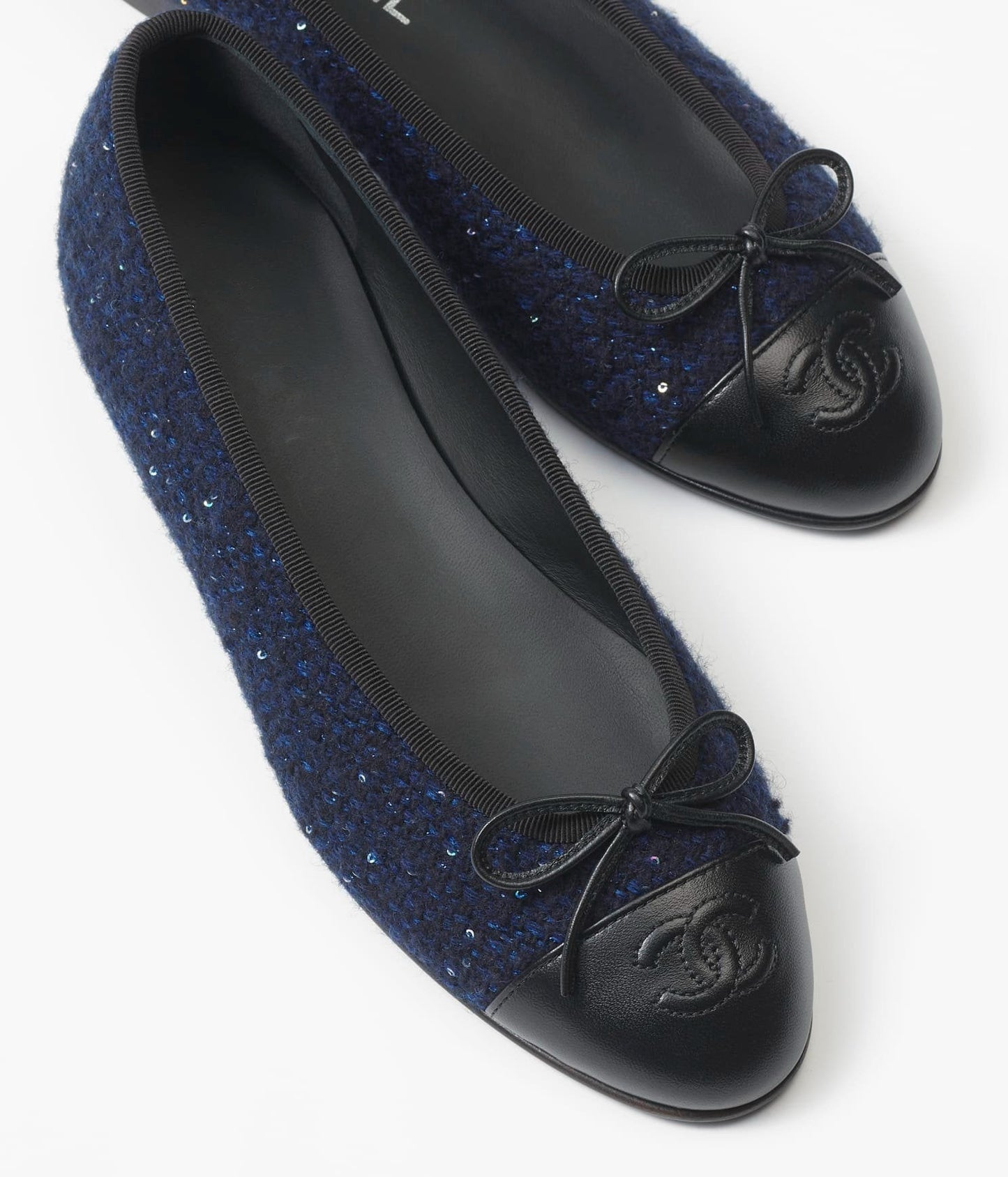 ballet flats navy blue black tweed