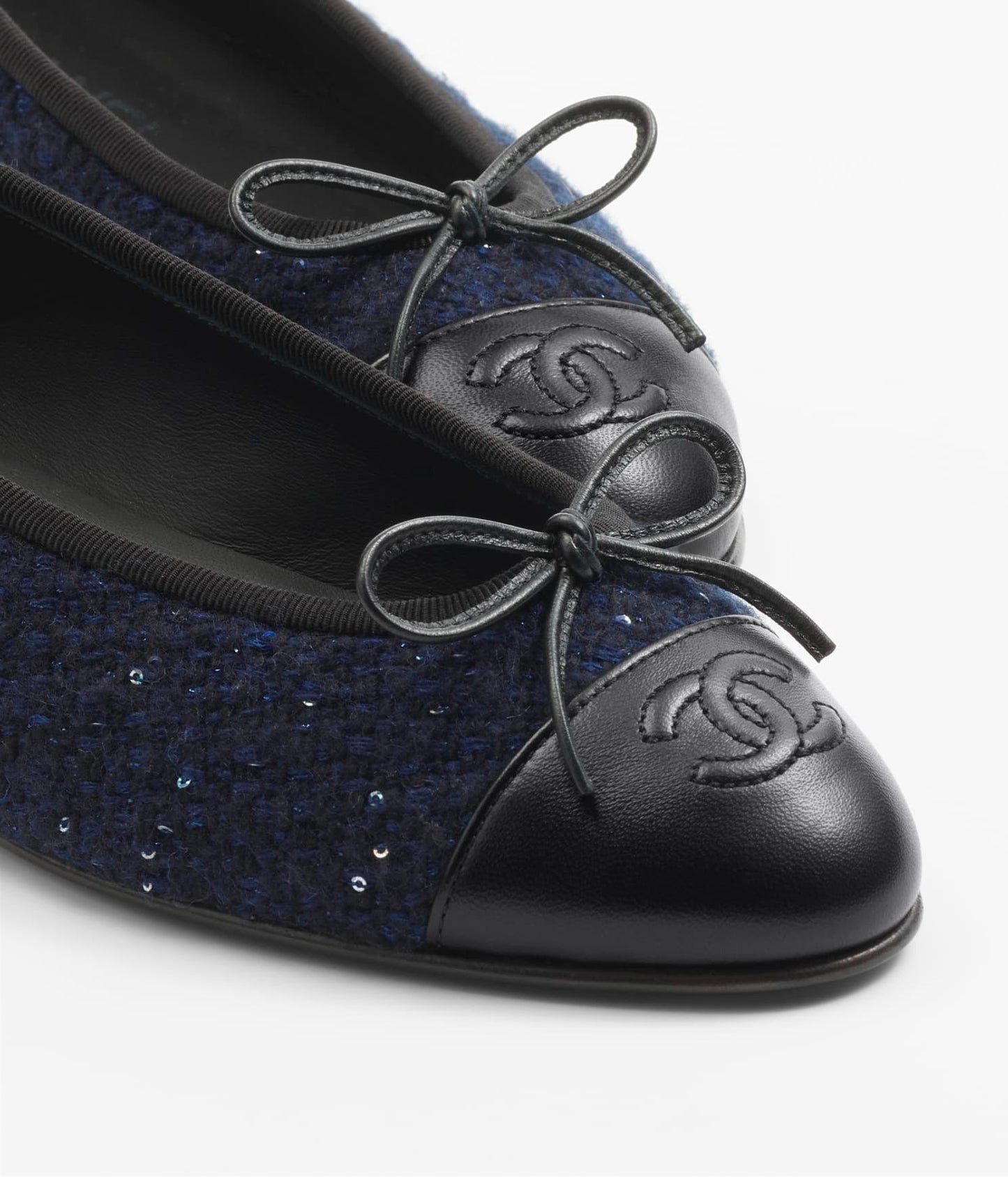 ballet flats navy blue black tweed