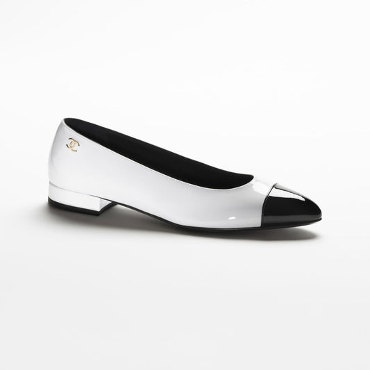 ballet flats white black patent calfskin