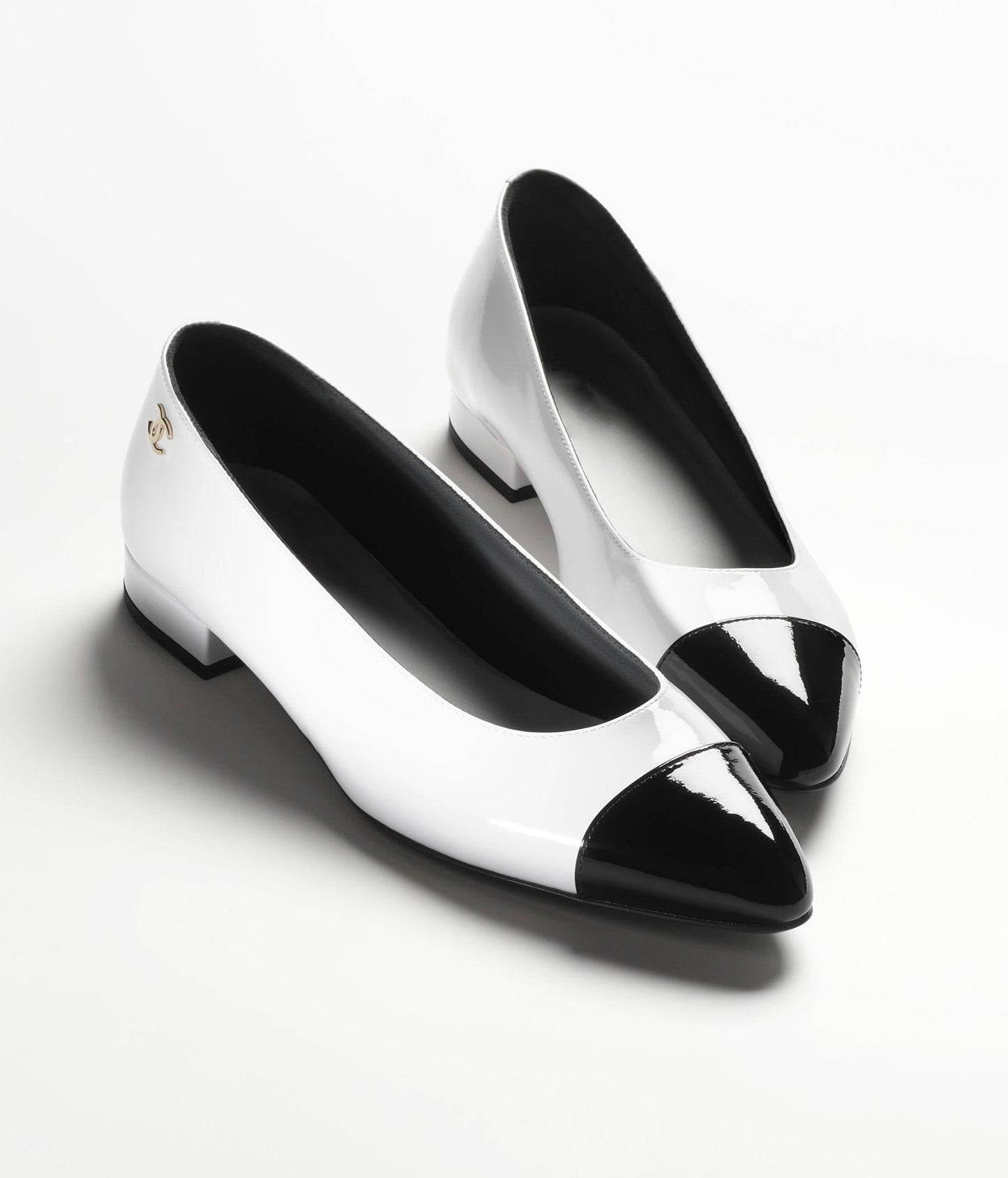 ballet flats white black patent calfskin