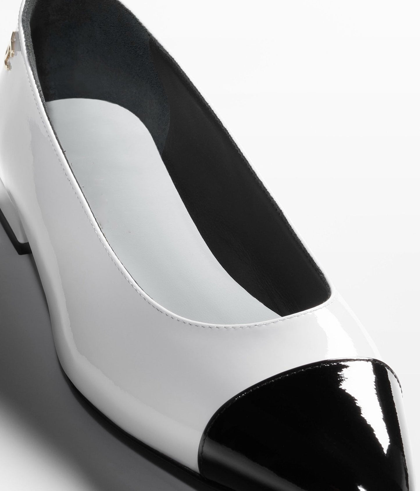 ballet flats white black patent calfskin