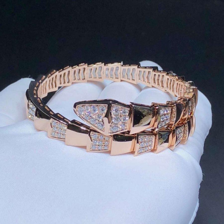 SERPENTI WIDE BRACELET PINK GOLD DIAMOND