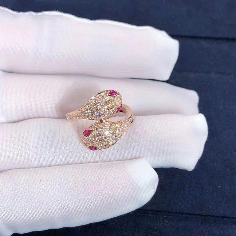 SERPENTI RING PINK DIAMOND DOUBLE SNAKE