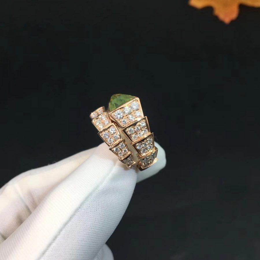 SERPENTI RING PINK GOLD DIAMOND MALACHITE