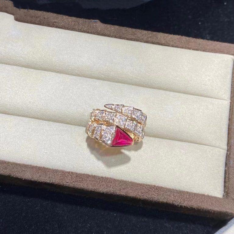 SERPENTI RING PINK GOLD DIAMOND PINK DOUBLE ROW