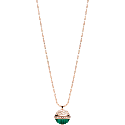 POSSEISSION DIAMOND PINK GOLD MALACHITE NECKLACE