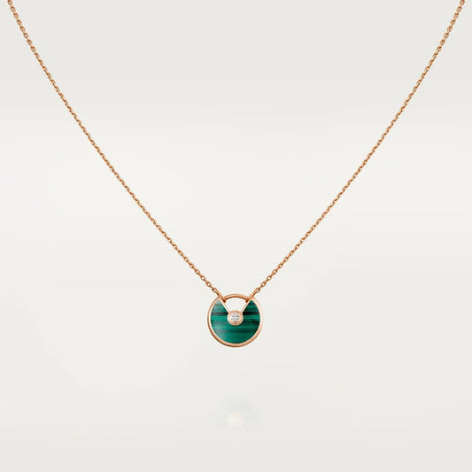 AMULETTE PINK GOLD MALACHITE NECKLACE