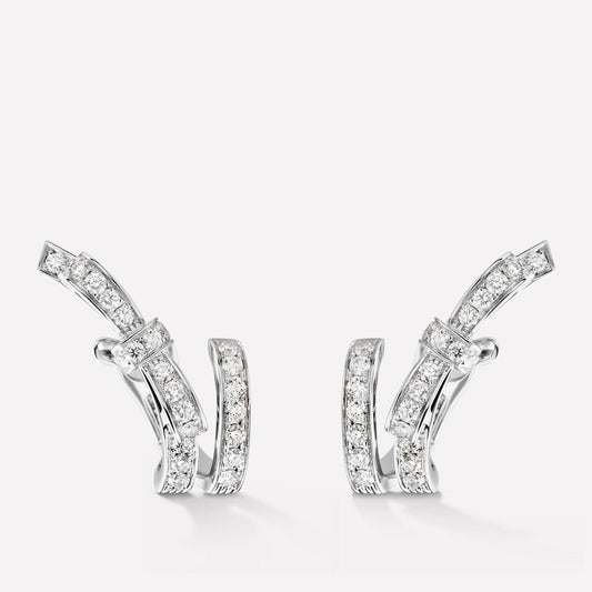 RUBAN SILVER EARRINGS DIAMOND