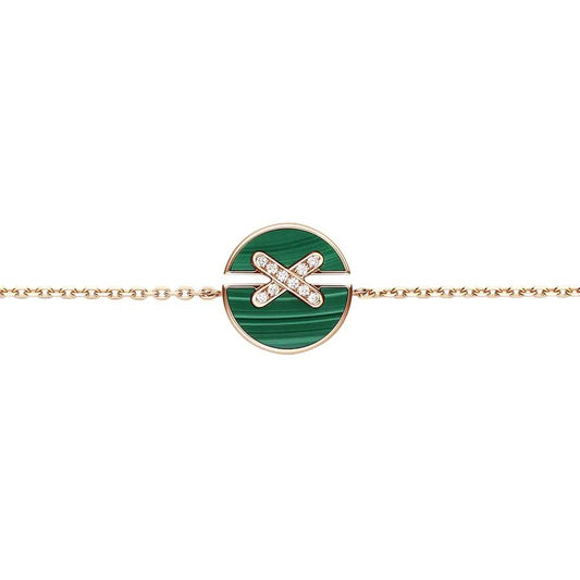 JEUX DE BRACELET MALACHITE PINK GOLD DIAMONDS