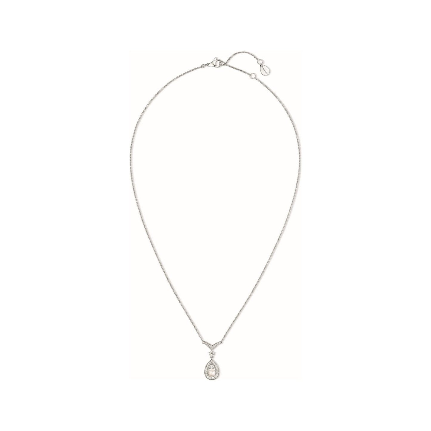 JOSEPHINE WHITE MOP SILVER DIAMOND NECKLACE