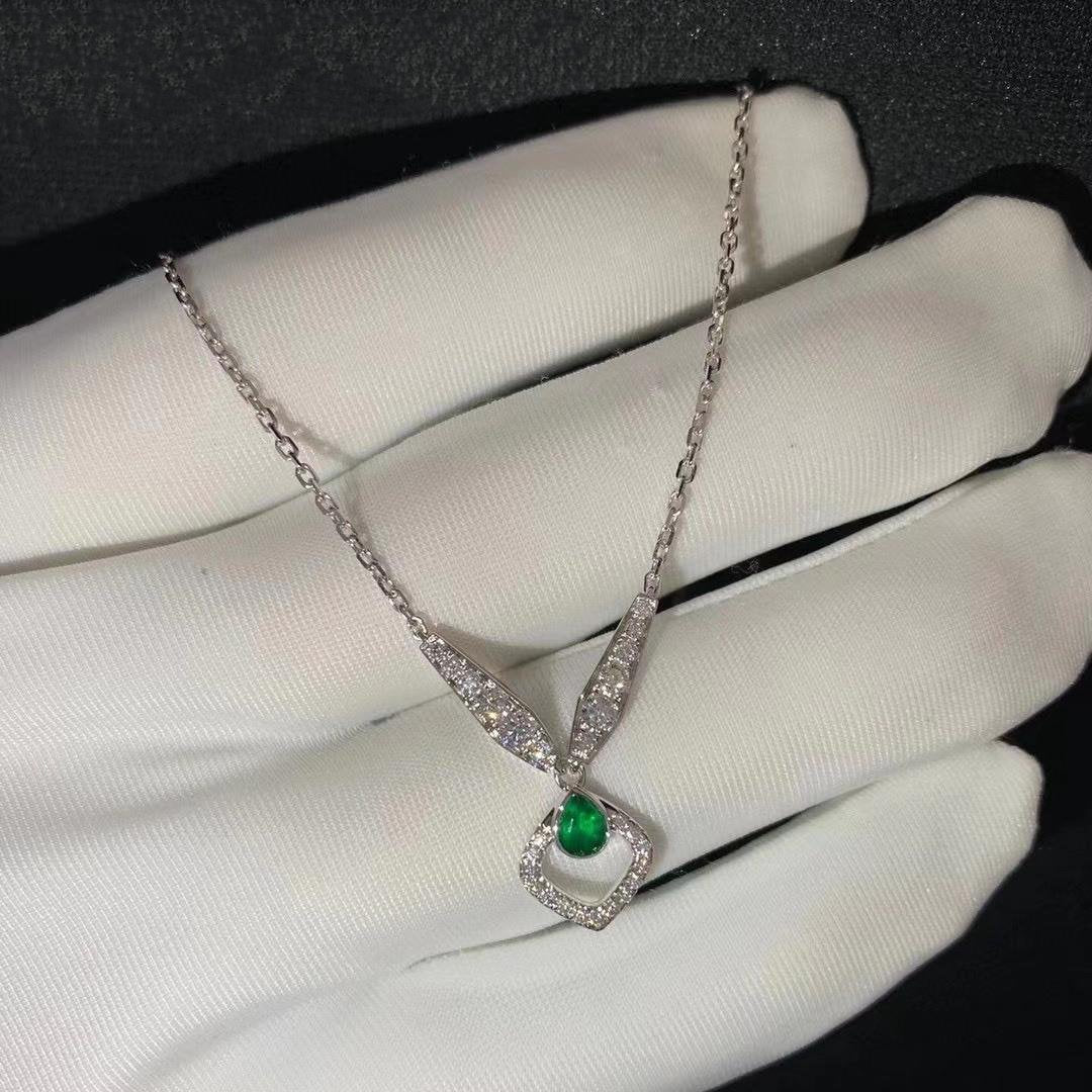 JOSEPHINE MALACHITE SILVER DIAMOND NECKLACE