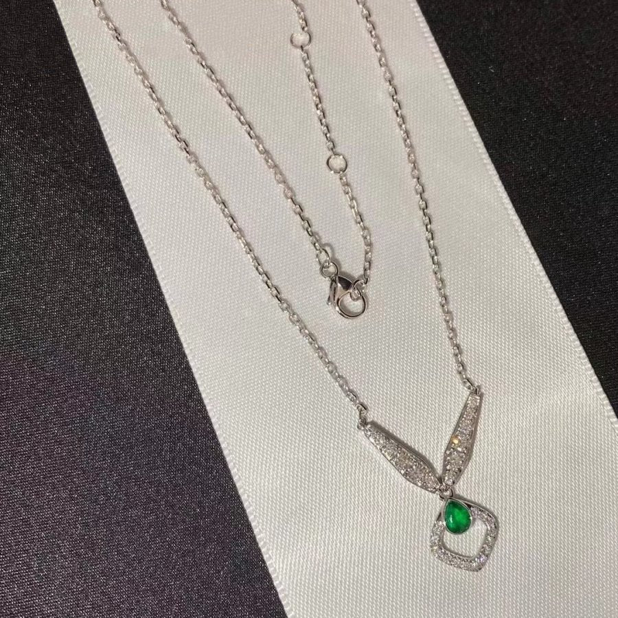 JOSEPHINE MALACHITE SILVER DIAMOND NECKLACE