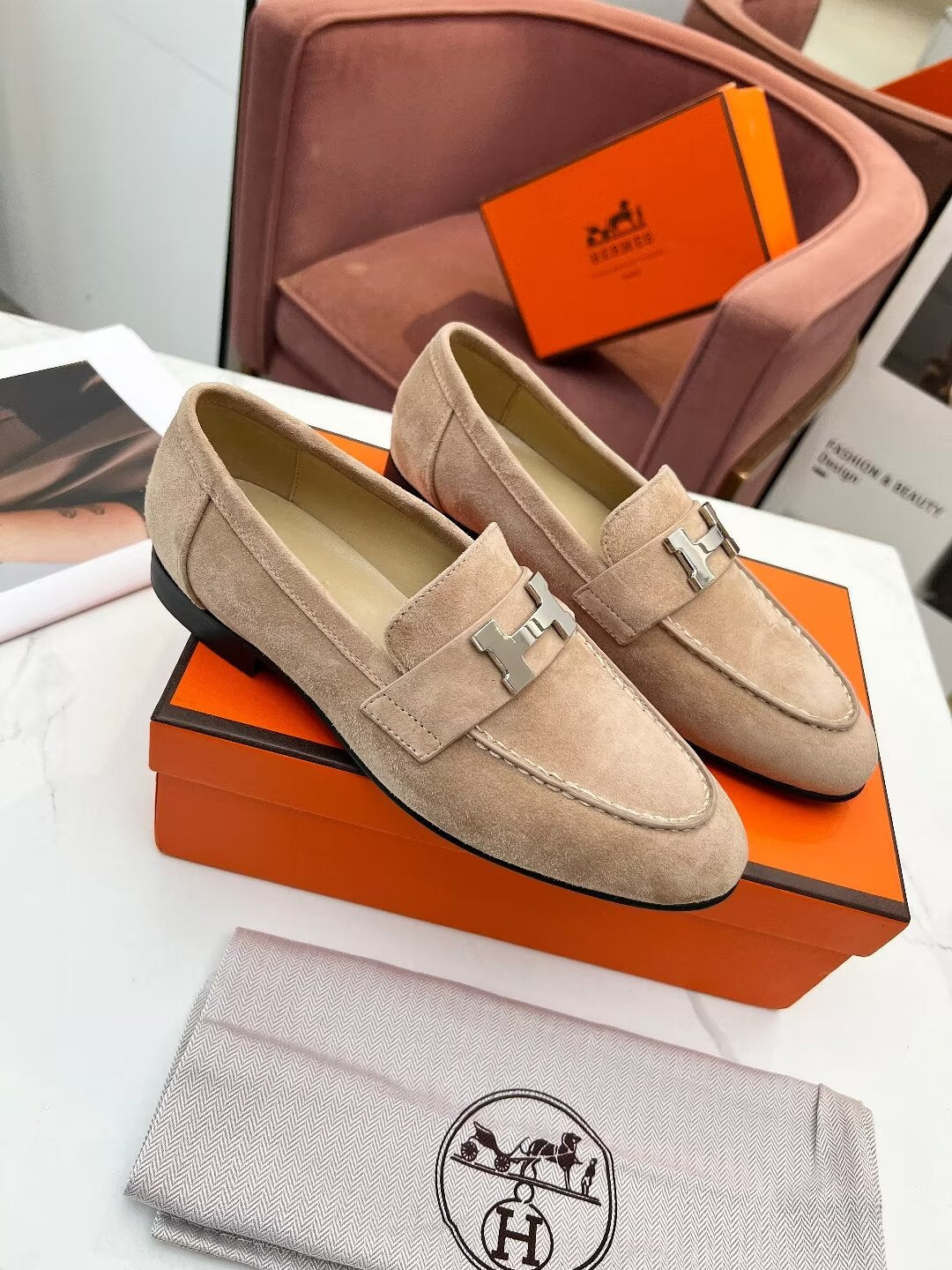 PARIS LOAFER PASTEL PINK SUEDE