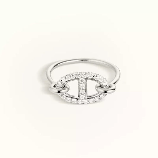 RONDE SMALL SILVER DIAMOND RING