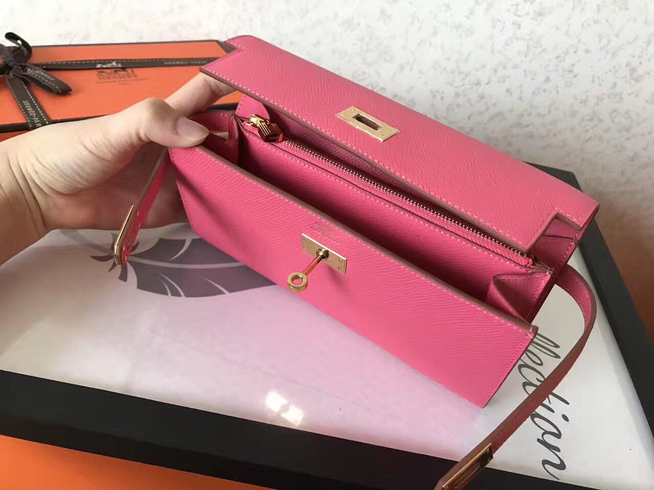 Kelly Long Wallet 20cm Pink Epsom Leather