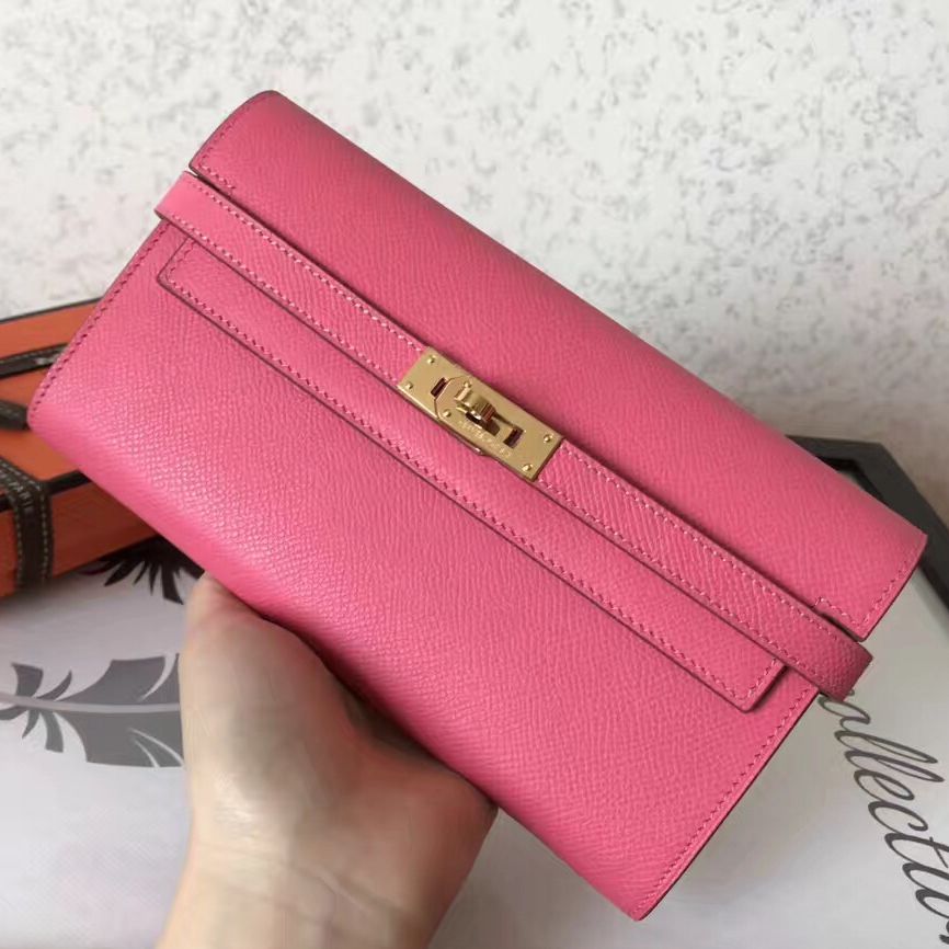 Kelly Long Wallet 20cm Pink Epsom Leather