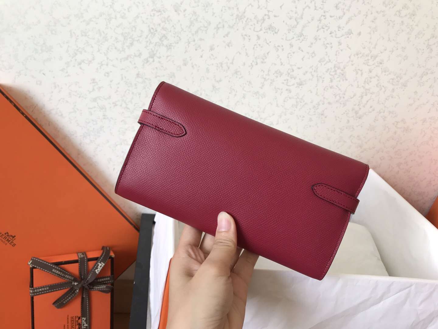 Kelly Long Wallet 20cm Dark Red Epsom Leather