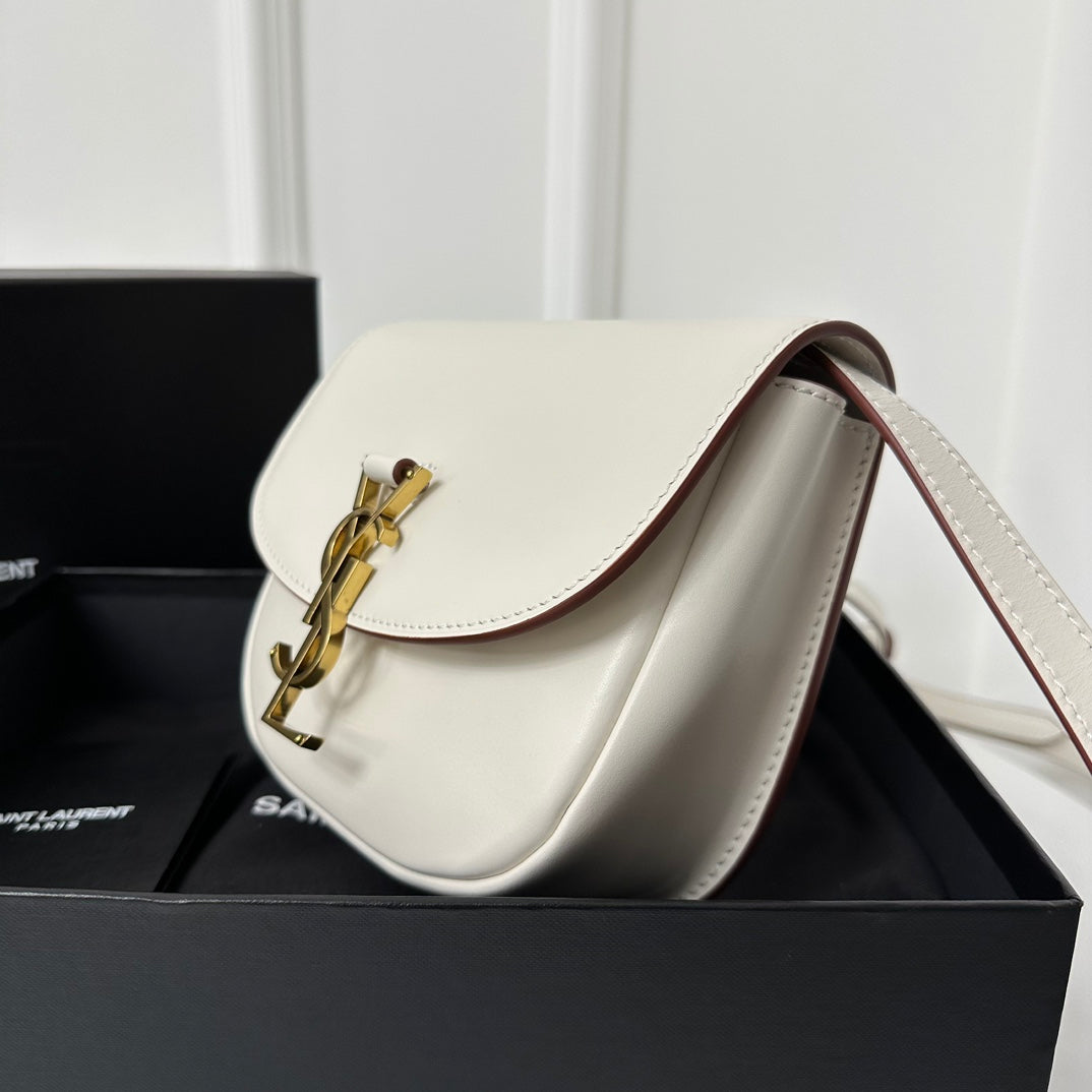 SL Kaia Small Satchel in white smooth leather