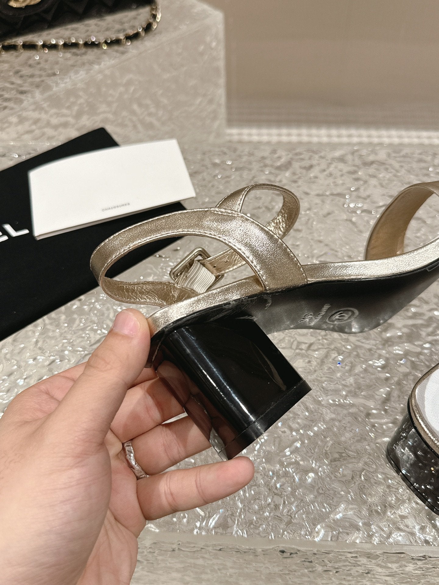 slingbacks sandal 60 white gold metalic lambskin