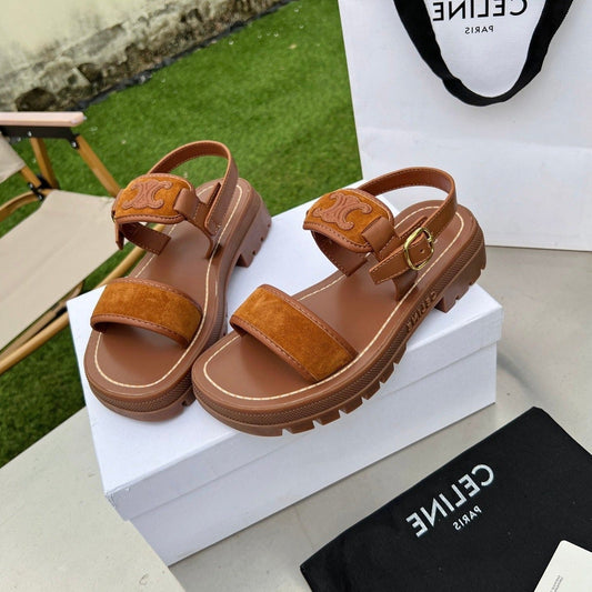 SANDALS FLAT SHOES GINGERBREAD BROWN