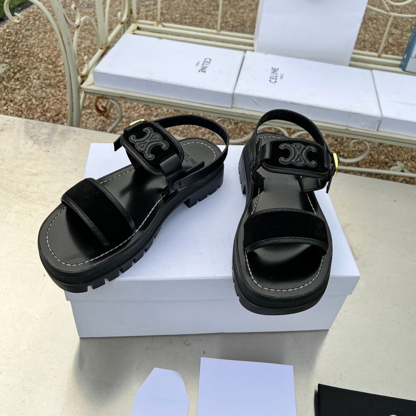 SANDALS FLAT SHOES BLACK