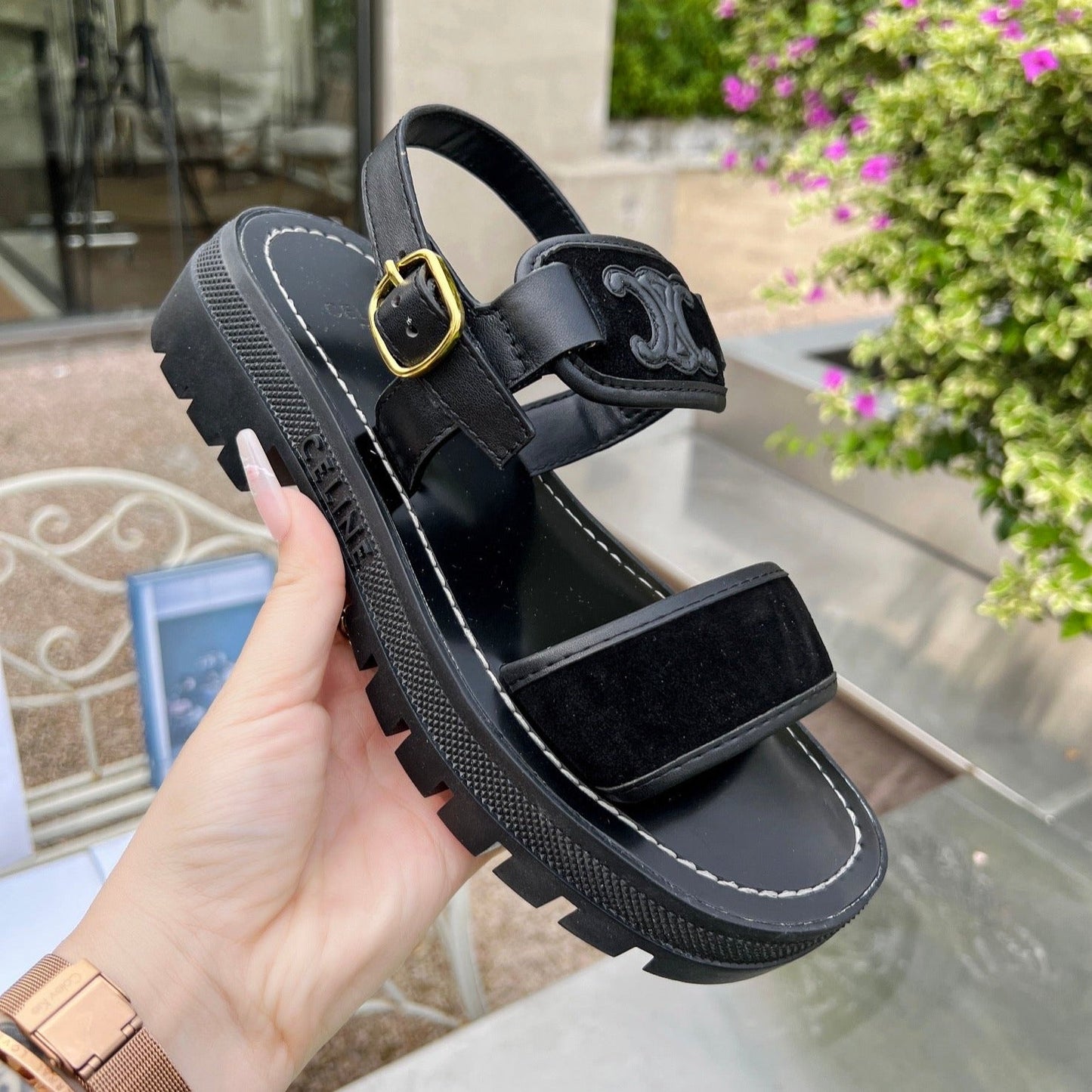 SANDALS FLAT SHOES BLACK