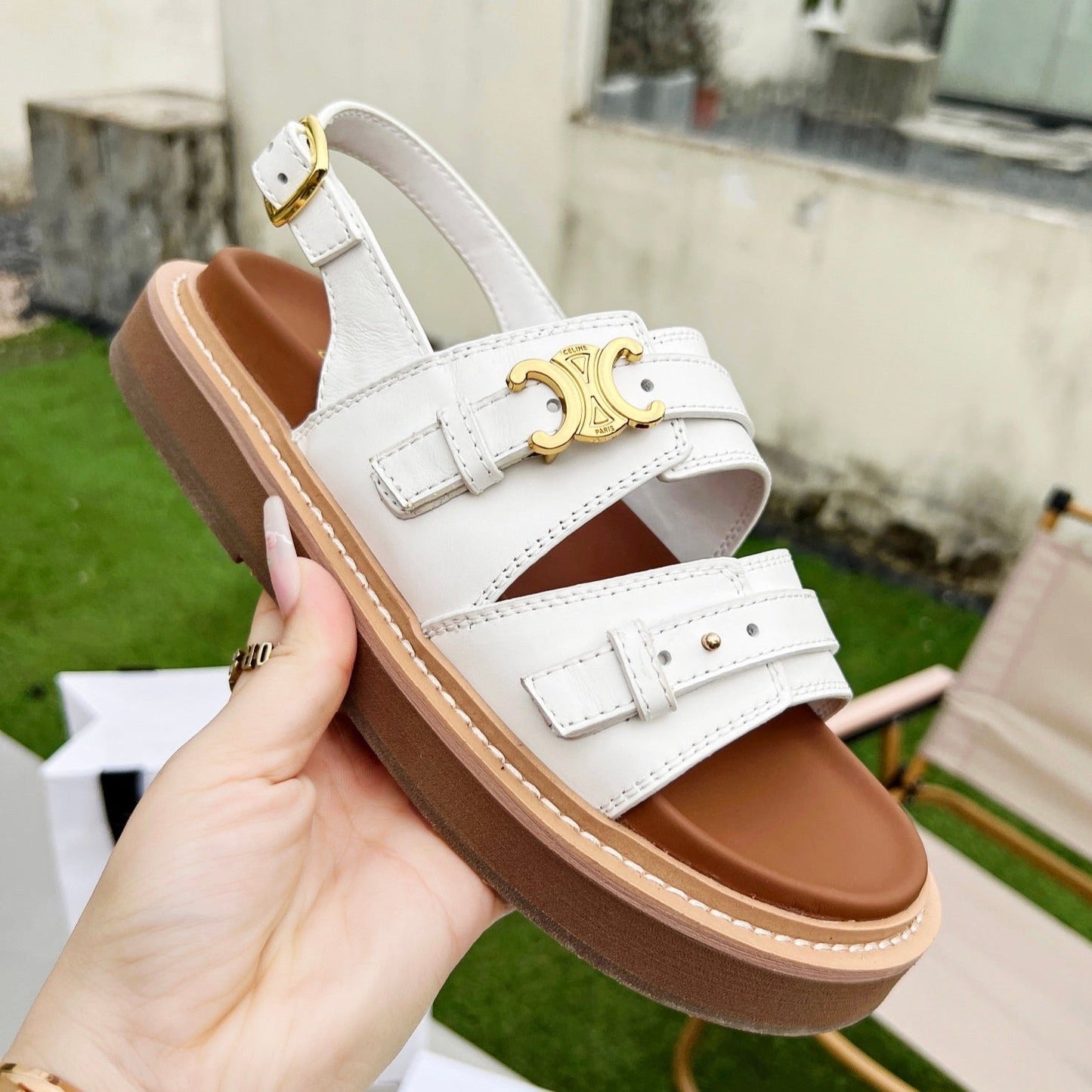 TIPPI TRIOMPHE SANDAL IN CALFSKIN WHITE