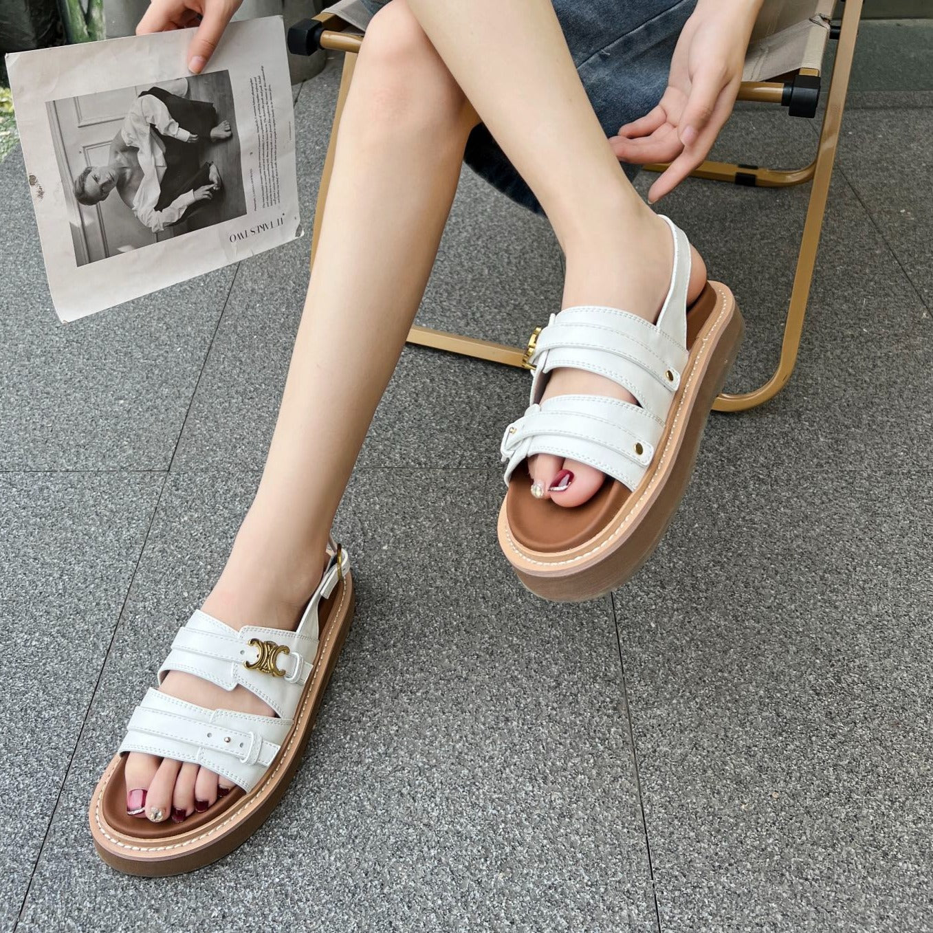 TIPPI TRIOMPHE SANDAL IN CALFSKIN WHITE