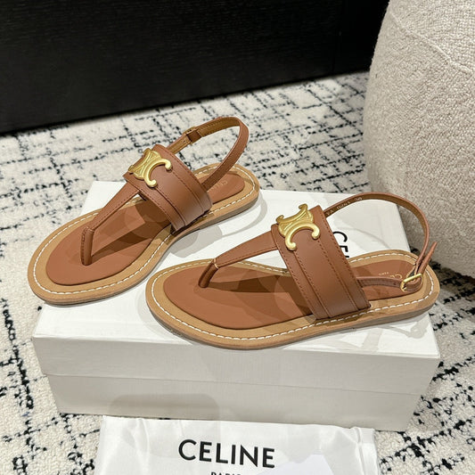 THONG SANDAL IN BRONZE BROWN CALFSKIN