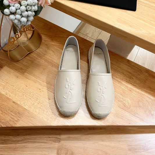 SL YVES EMBOSSED LOGO SLIP ON CREAMY WHITE CALFSKIN