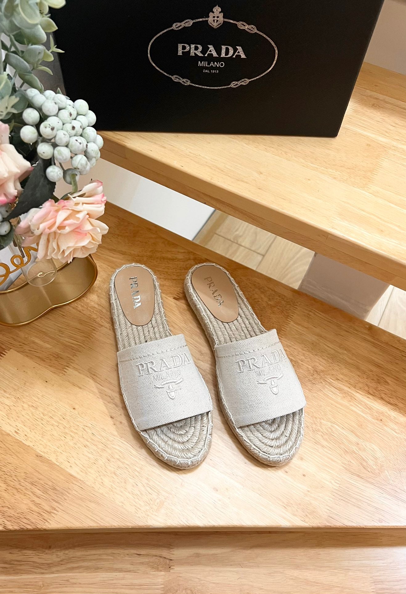 Pra Slide 20 Beige Velvet Sole Raffia