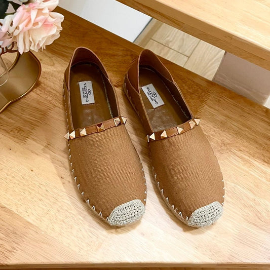 ROCKSTUD CIDER BROWN CANVAS ESPADRILLES