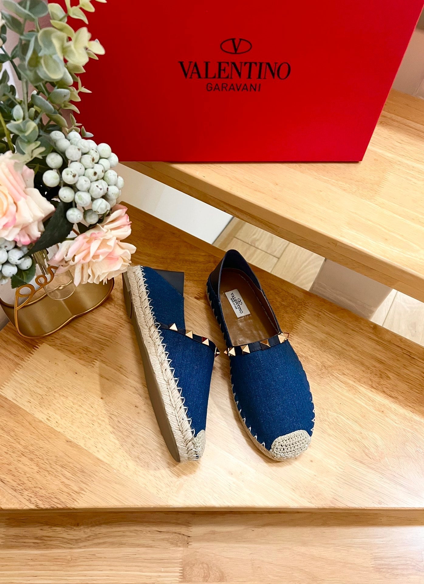 ROCKSTUD NAVY BLUE CANVAS ESPADRILLES