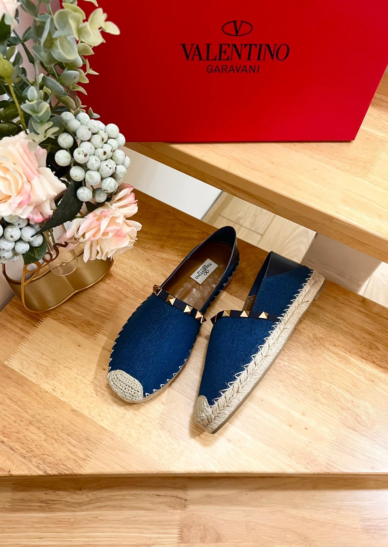 ROCKSTUD NAVY BLUE CANVAS ESPADRILLES